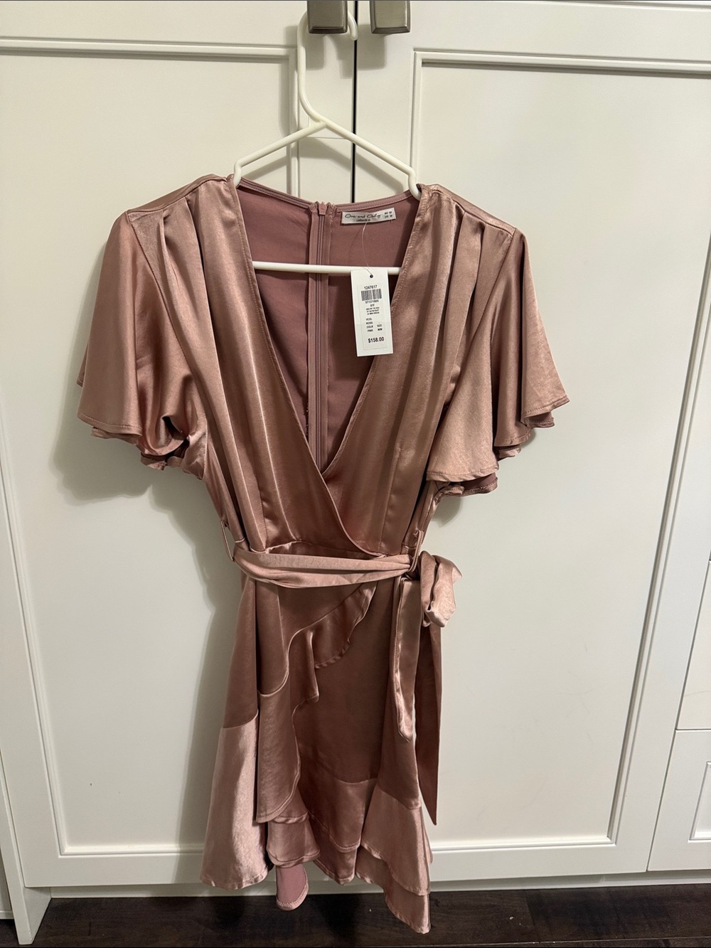 Soft pink / blush Satin Wrap Dress